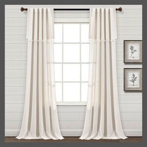 Lush Decor - Set of 2 (84"x52") Ivy Tassel Light Filtering Wind Beige
